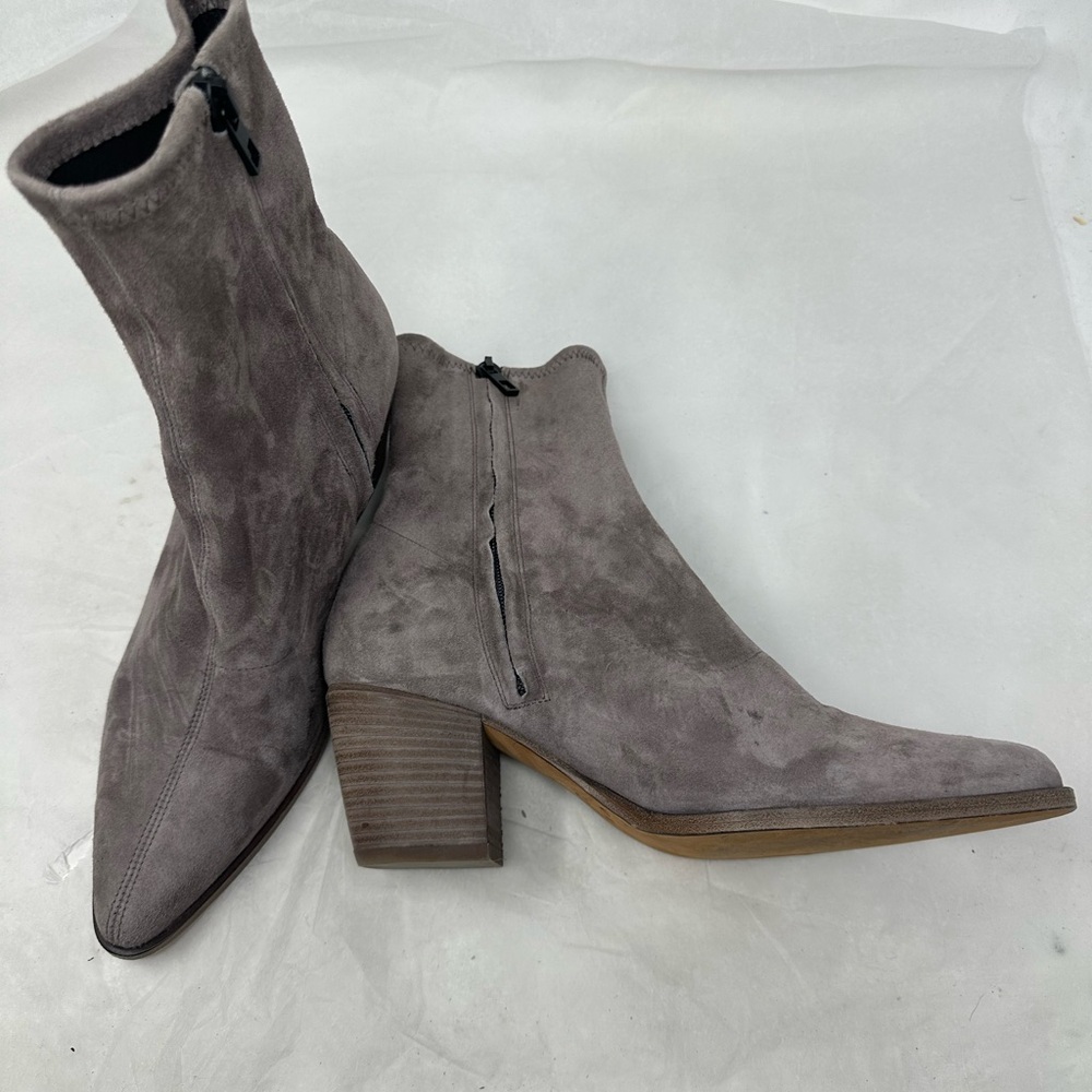 Vince Taupe Suede Heeled Boots Size 7 - Picture 4 of 11